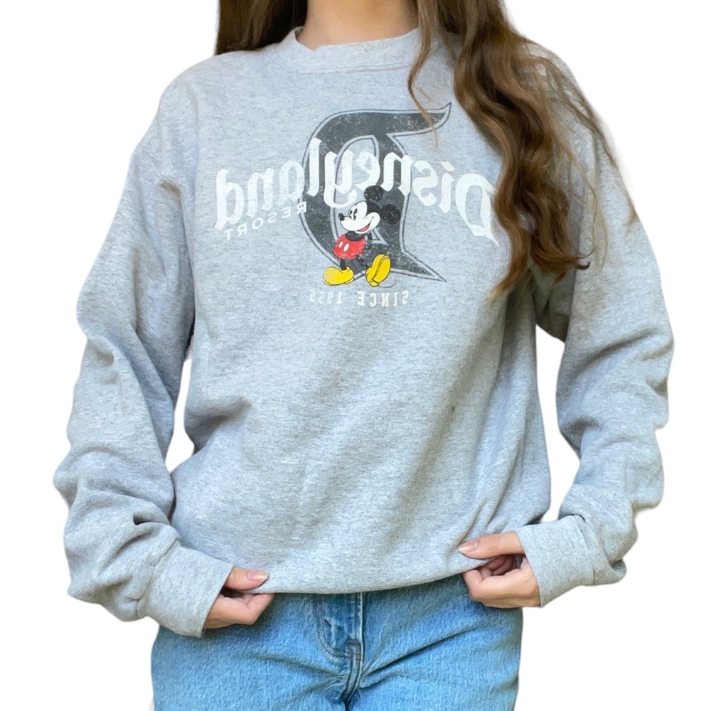 Grey 2019 Disney Parks Disneyland Retro Mickey Mouse Cozy Graphic Sweatshirt